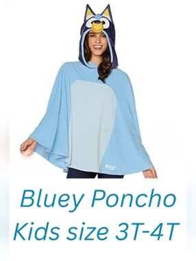 Bluey Kids 3T-4T Costume Poncho Hooded - Plush Cape 3606-CP